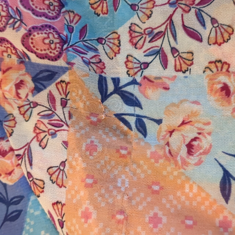 Sheer Patchwork Patterned Blouse Top - Picture 7 of 7